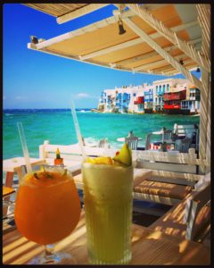 Cocktails in Little Venice, on the Greek island of Mykonos