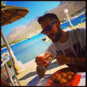 At the seaside tavern Vitsentzos in Katapola, the main port of the Greek island of Amorgos