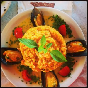 Seafood risotto at the Cave of Nikolas in Santorini