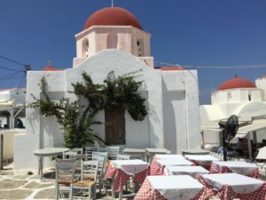 A church and a tavern in Hora, Mykonos