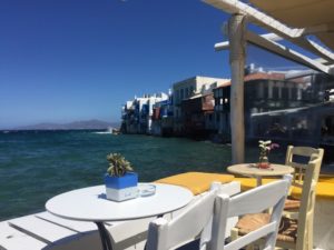 A seaside cafe in Little Venice, Mykonos