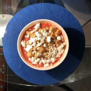 Watermelon and feta gazpacho soup