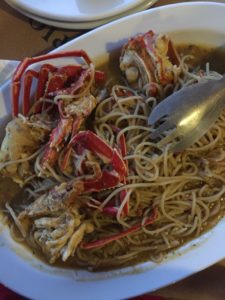 Astakomakaronada (lobster spaghetti) at Stefanos' tavern in Skyros