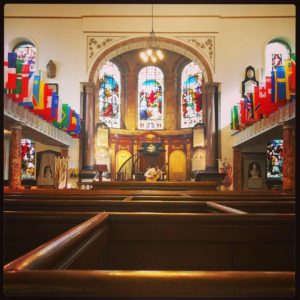 A classical music recital inside the Wesley's chapel