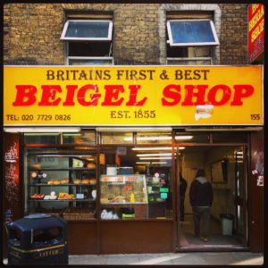 The yellow-fronted 'Beigel Shop' on Brick Lane, Shoreditch