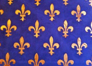 yellow fleur-de-lys on a blue background