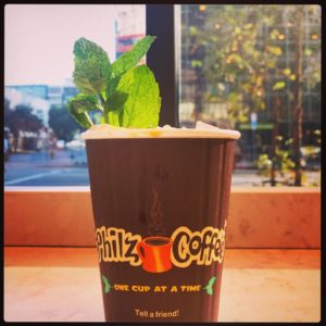 A mint mojito iced coffee from Philz, in Downtown Los Angeles