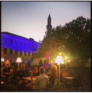 Cafe Neratzia, right next to the Plane Tree of Hippocrates