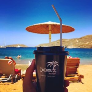 At the beach bar Coconuts in Kythnos
