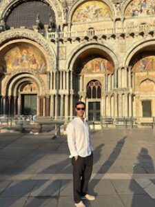 Standing in front of the St Mark’s Basilica