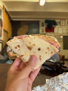 A piadina from L’Antica Bottega at the Mercato di Mezzo