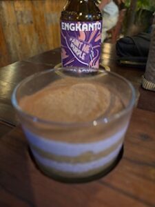 An ube tiramisu — an absolute must-try — paired with an Engkanto Ube Lager