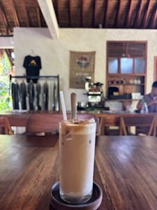 A gula aren iced coffee at Gili Coffee Roasters