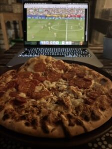 Football and pizza